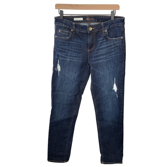 Kut from the Kloth Catherine Boyfriend Jeans Distressed Dark Wash Denim Pockets - Picture 9 of 9